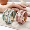 Damen Geflochtenes Armband Verstellbares Design Imitation Perlen Strasssteine Dekor Sicheres Verschluss Armband Handgelenk Accessoire