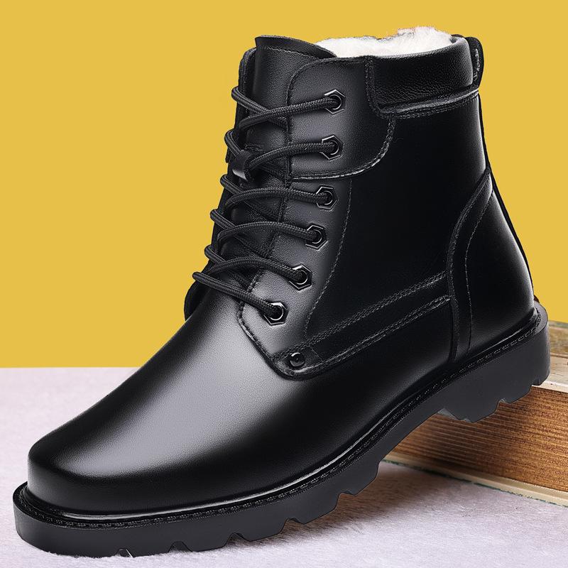 

Martin boots men s short boots round head tooling leather boots medium top men s boots wool cashmere retro velvet thermal cotton leather boots 44