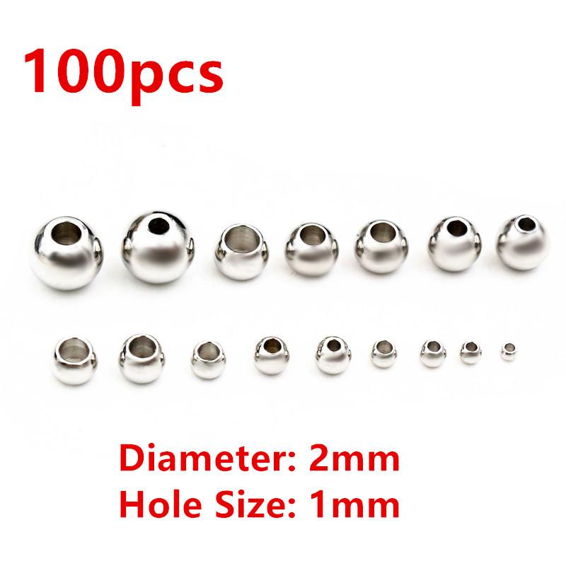 30-100pcs 2-8mm Stainless Steel Gold Color Spacer Beads Charm Loose Bead DIY Bracelets Necklace Beads for Jewelry Making Charms
