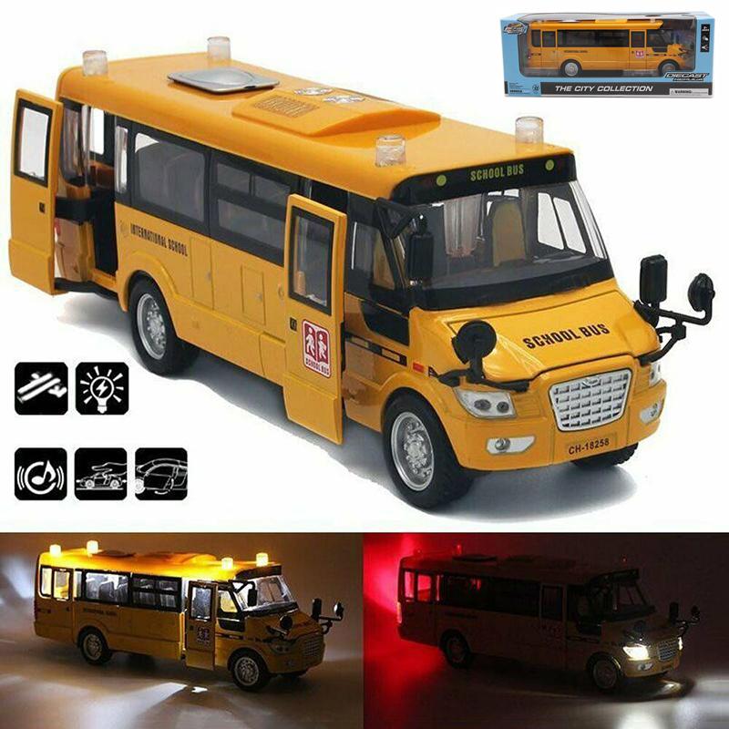 

Свет Звук Металлическая Модель Школьного Автобуса Открывающиеся Двери Инерционная Машинка Игрушки Детский Рождественский Подарок