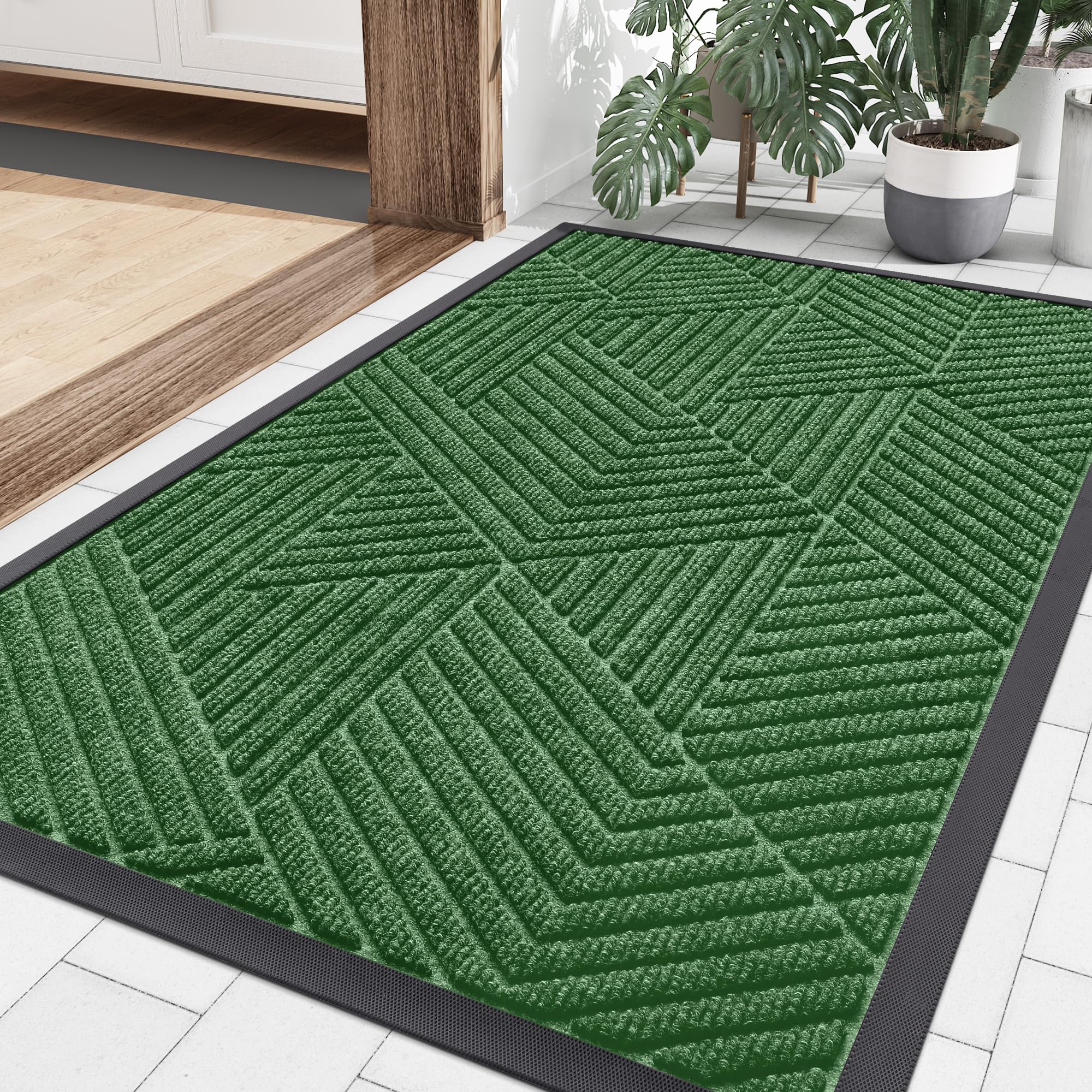 

Olanly Inside Front Doormats Low Profile Entryway Rugs Absorbent Outdoor Rug Heavy Duty Non-Slip Washable Welcome Mat Rubber Mat 61x91.5cm зелёный