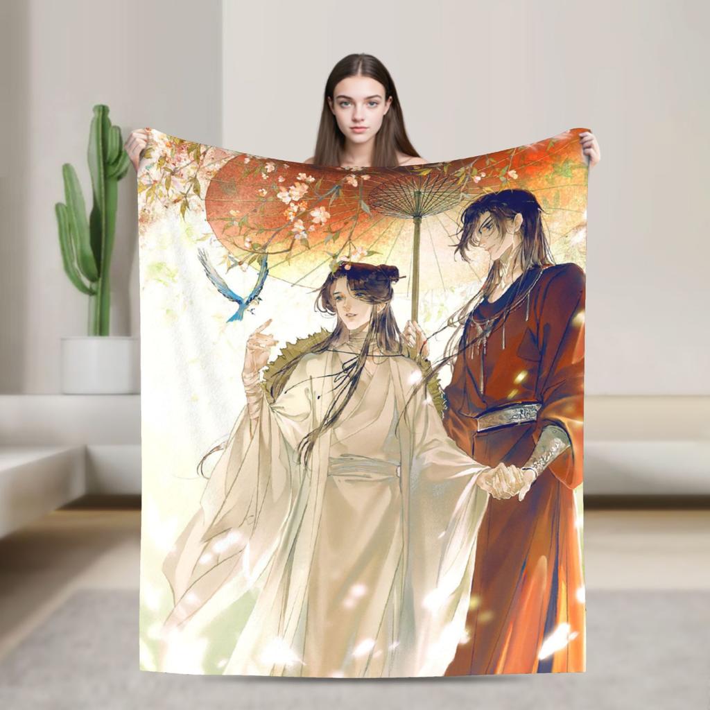 Tian Guan Ci Fu Blankets Anime Yaoi Lgbt Boy Love Plush Vintage Warm Throw Blanket for Bedding Lounge Autumn/Winter