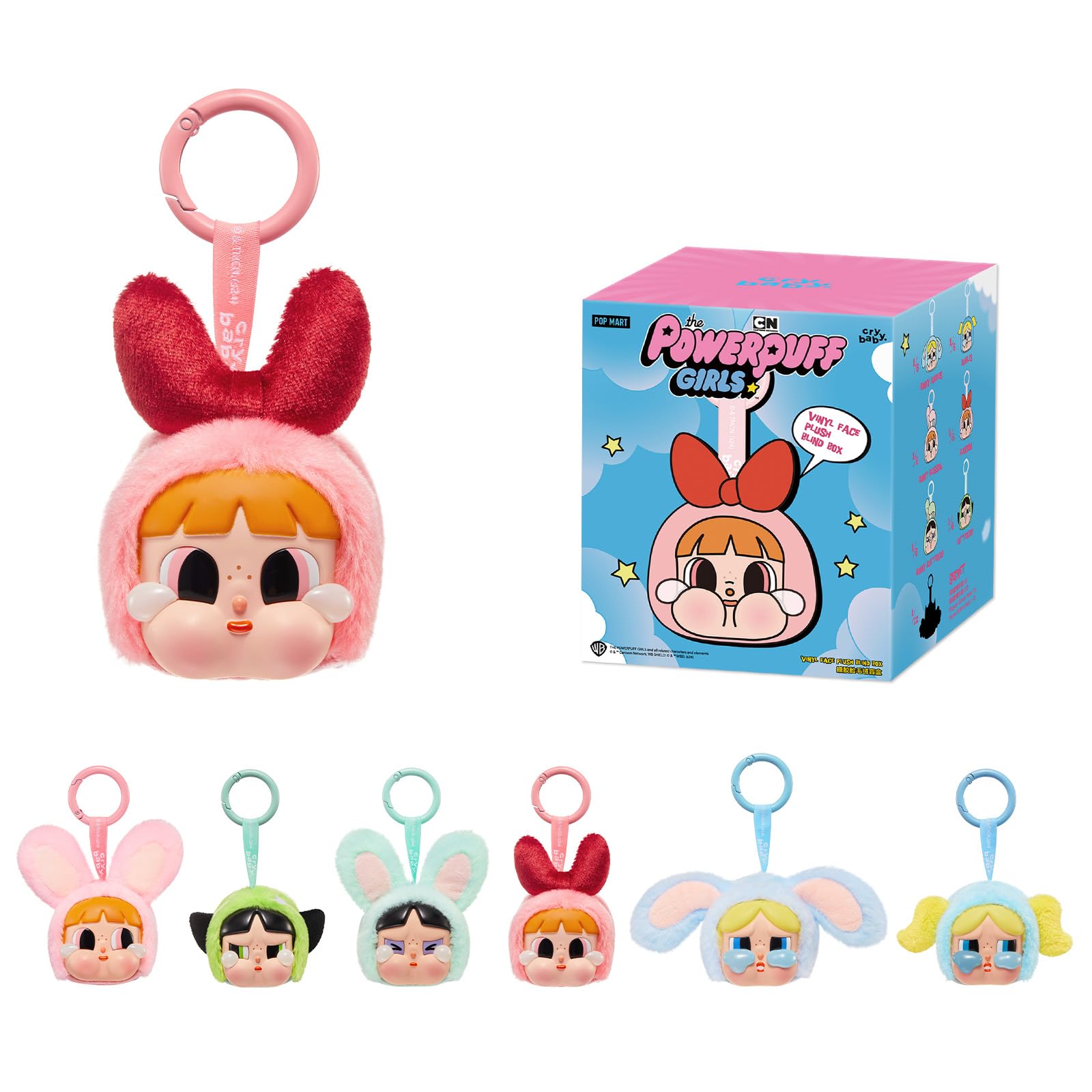 

POP MART Crybaby x Powerpuff Girls Series Plush Keychain Blind Bag or Phone Fashion Collectible Random Vinyl Face Figure Cute for Holiday Birthday