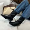 2025 Autumn and Winter New Small Square Head Thick Heel Low Tube Thin Martin Plaid Women's Short Boots