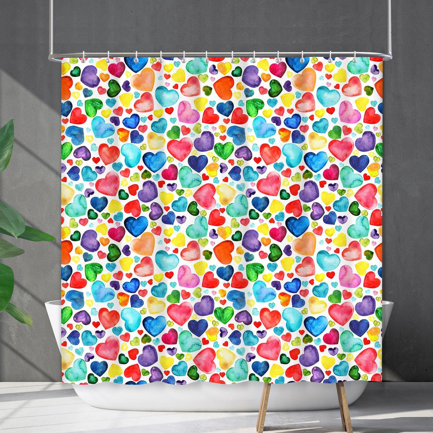 

Водонепроницаемая штора для ванной с цифровой печатью, День Святого Валентина, Любовь, Занавеска для душа, Беспробивная перегородка для туалета, Ткань для душа shower curtain 150 * 180