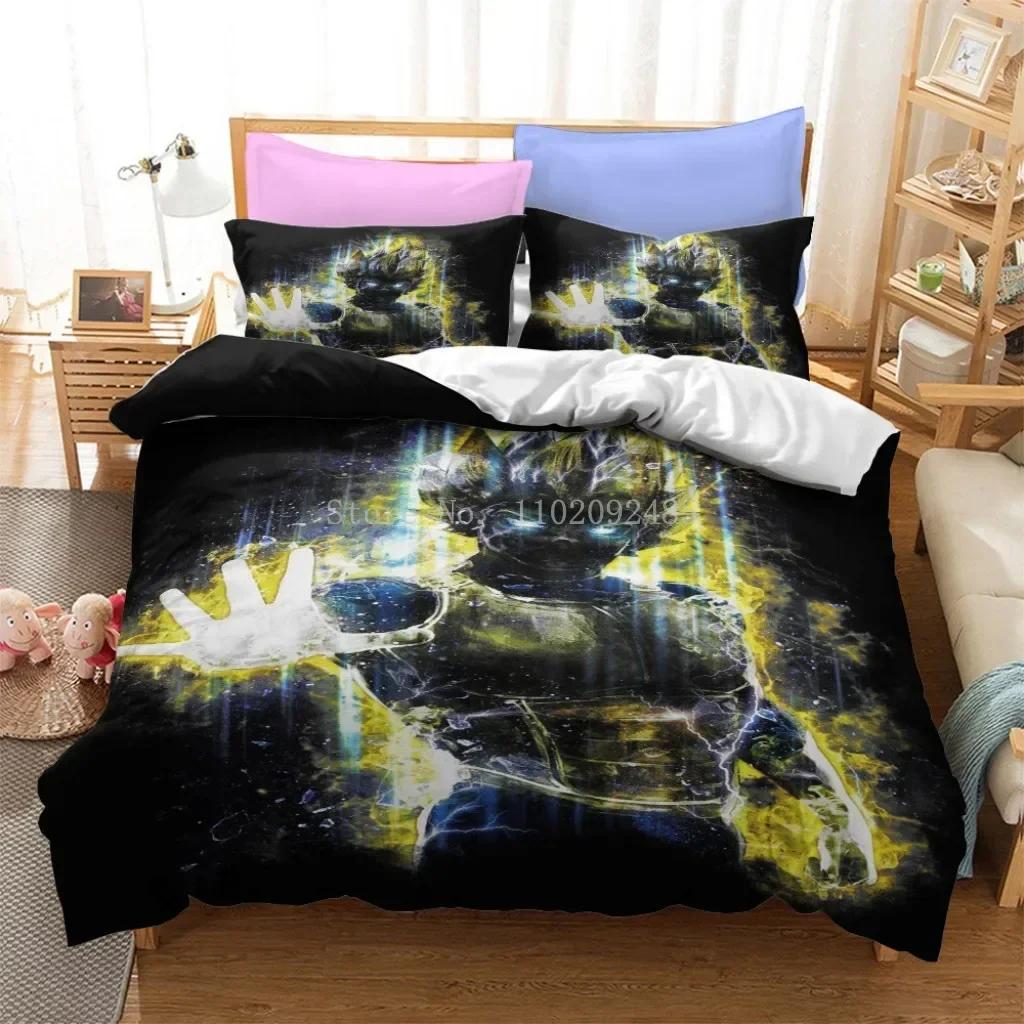 Popular Anime Dragon Ball Super Saiyan Son Goku Duvet Cover Bedding Set Double Twin For Kids Boys Bedclothes Quilt Cover Gi