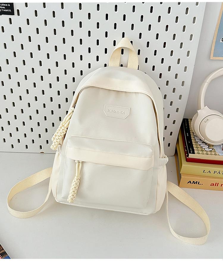 

Color Solid Student Schoolbag Large Capacity Backpack Outdoor Leisure Bag Travel белый