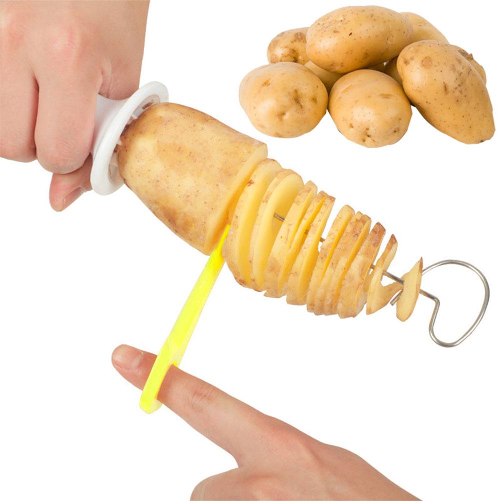 Tornado Potato Slicer with 4 Stainless Steel Sticks Manual Twisted Potato Slicer Reusable Potato Twister Kitchen Accessories
