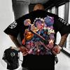 Ghost Slayer Anime Color Printed Harajuku Style Super Large Mens SpringSummer New Product Casual Tshirt