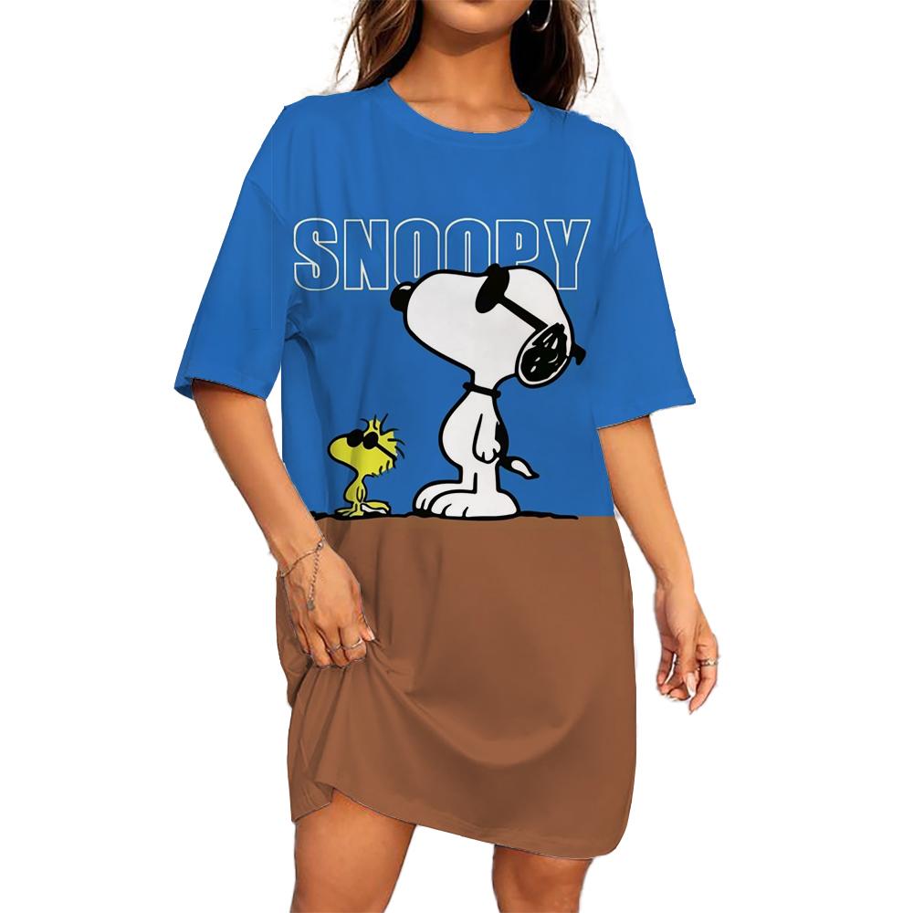 

Літня сукня вільна вінтажна з принтом Snoopy сукня-футболка повсякденна жіноча з коротким рукавом нова сукня великого розміру жіночий одяг L