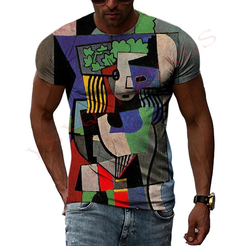 

Импрессионист Мастер Пикассо Классическая картина маслом 3D HD Печать Мужчины и женщины Art Taste Очаровательная футболка с коротким рукавом и круглым вырезом Топ M