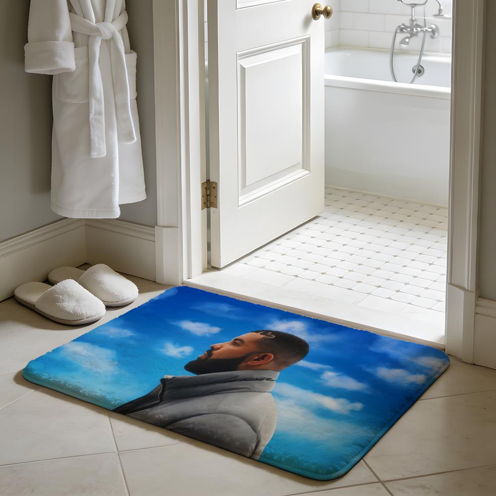 DDrake Rapper Floor Mat Soft Flannel Absorbent Mat Non-Slip Rug Home Bedroom Bathroom