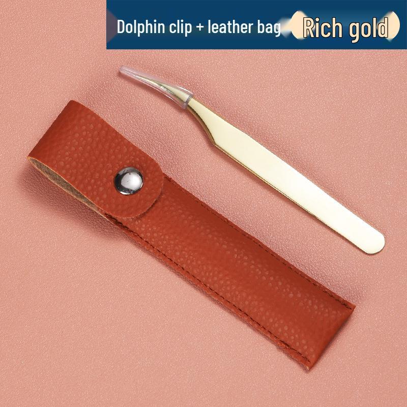 Plated Iridescent Precision Stainless Steel Rose Gold Feather Tweezers for Grafting False Eyelashes