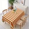 2D Flat Tablecloth 1 Piece, Soft, Fashionable and Beautiful Orange-White Vertical Stripes Tableclothxzj