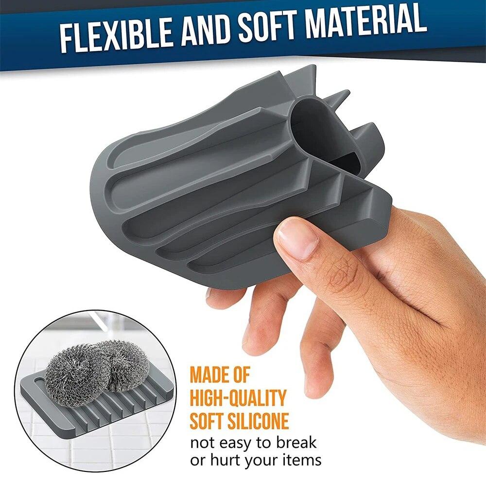 1-Pack Free Punch Soap Box Silicone Draining Soap Holder Creative Kitchen Bathroom Countertop Non-slip Shelf