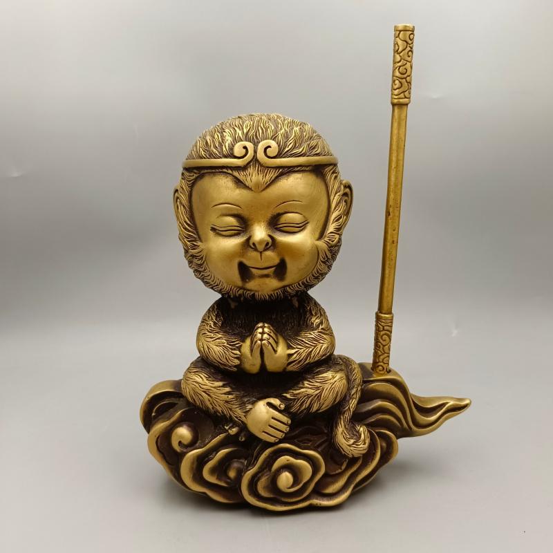 Antique Copper Sun Wukong Home Decor Monkey King Fighting Buddha Crafts Ornaments