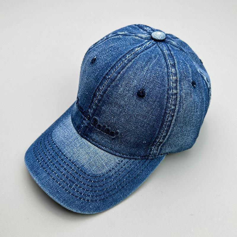 Versatile Fashion Embroidered Denim Letter Washed Sunshade Korean Baseball Cap Men'S And Women'S Trend Breathable