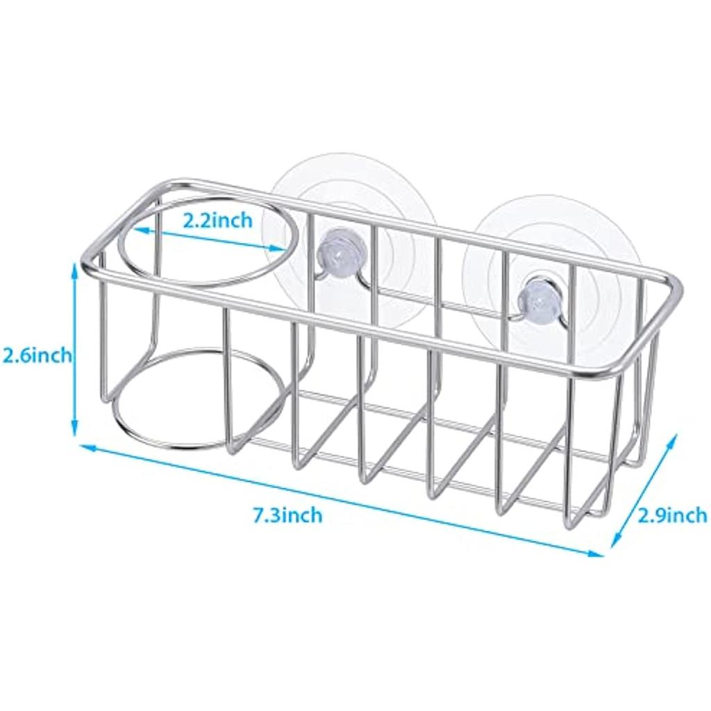 Sink Caddy Sponge Holder Brush Holder with Upgraded Suction Cups or