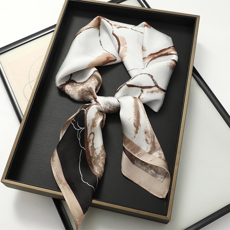 Luxury Design 70*70cm Horse Print Silk Square Scarf Women Soft Satin Hairband Neckerchief Office Hijab Headband Foulard Gift