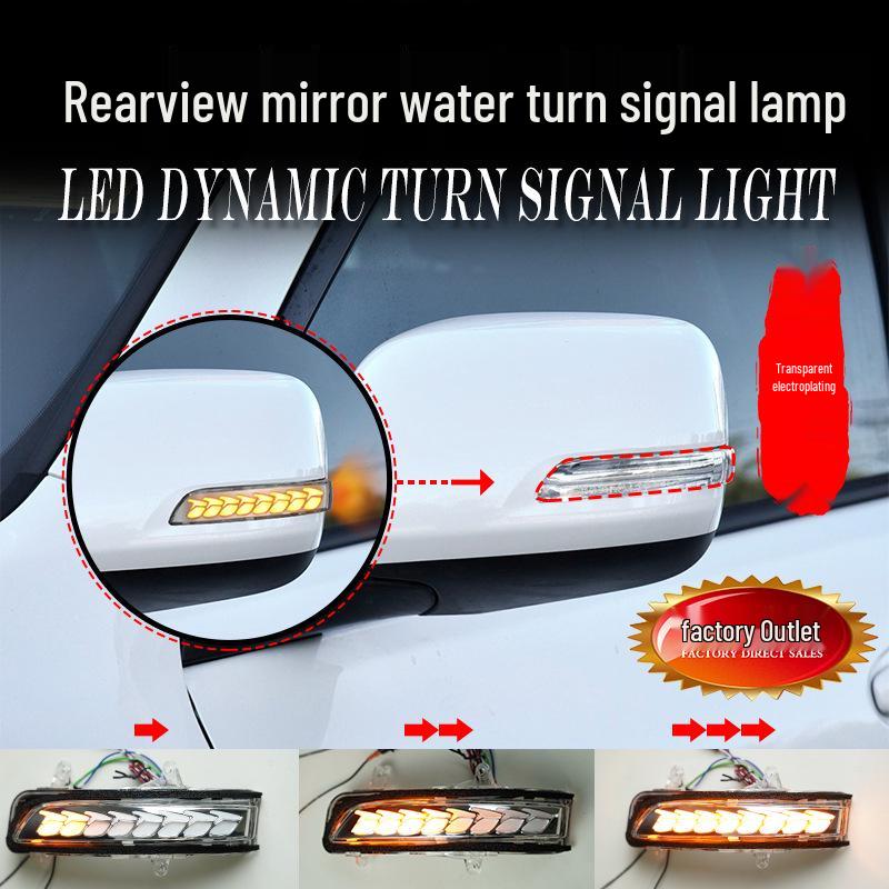 Toyota Prado Land Cruiser Rearview Mirror Yellow Light Sequential Turn Signal