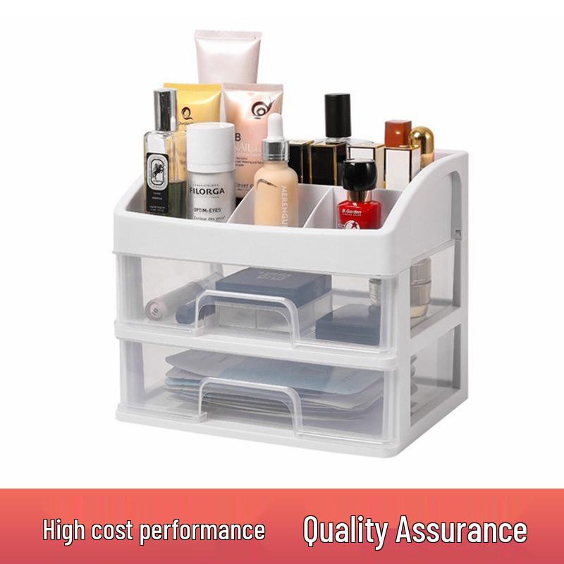 Jewelry & Cosmetic Storage Box - Transparent Dustproof Desktop Organizer with Drawers