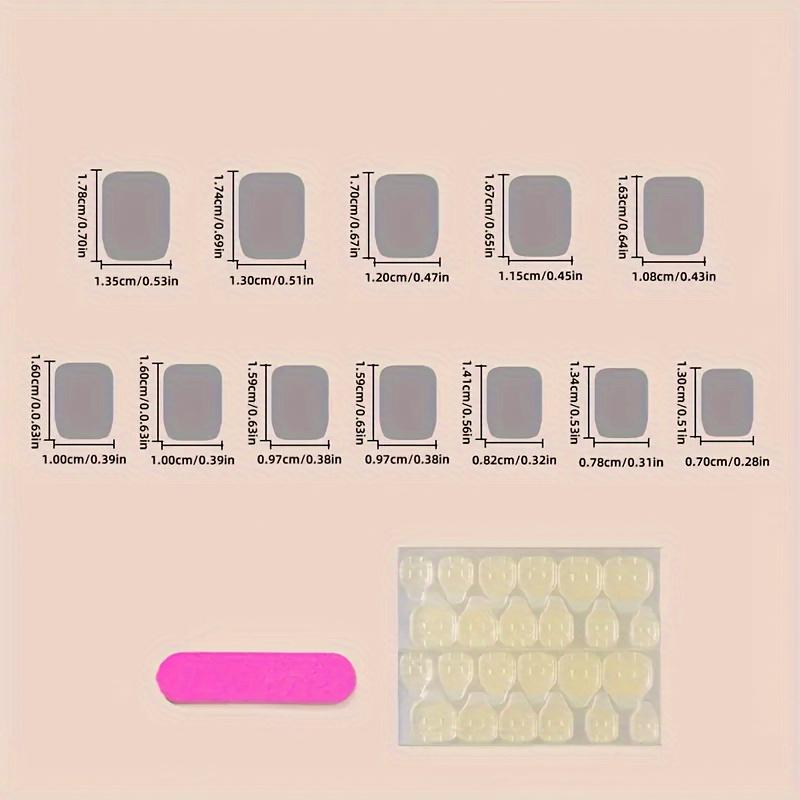 Uñas Postizas Cortas Cuadradas, Uñas Postizas Brillantes, Uñas Postizas de Cobertura Completa Para Mujeres y Niñas con Imprimación de Punta Preaplicada