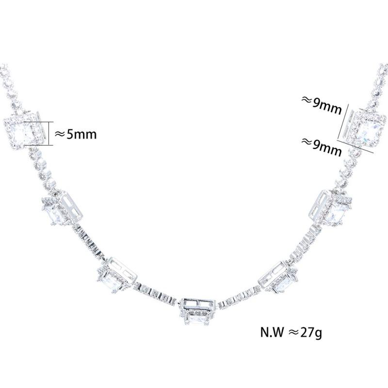 Micro Pave Square Zirconia Bracelet Copper Plated 18K Gold Or Rhodium Finish Minimalist Fashion Jewelry Women Men