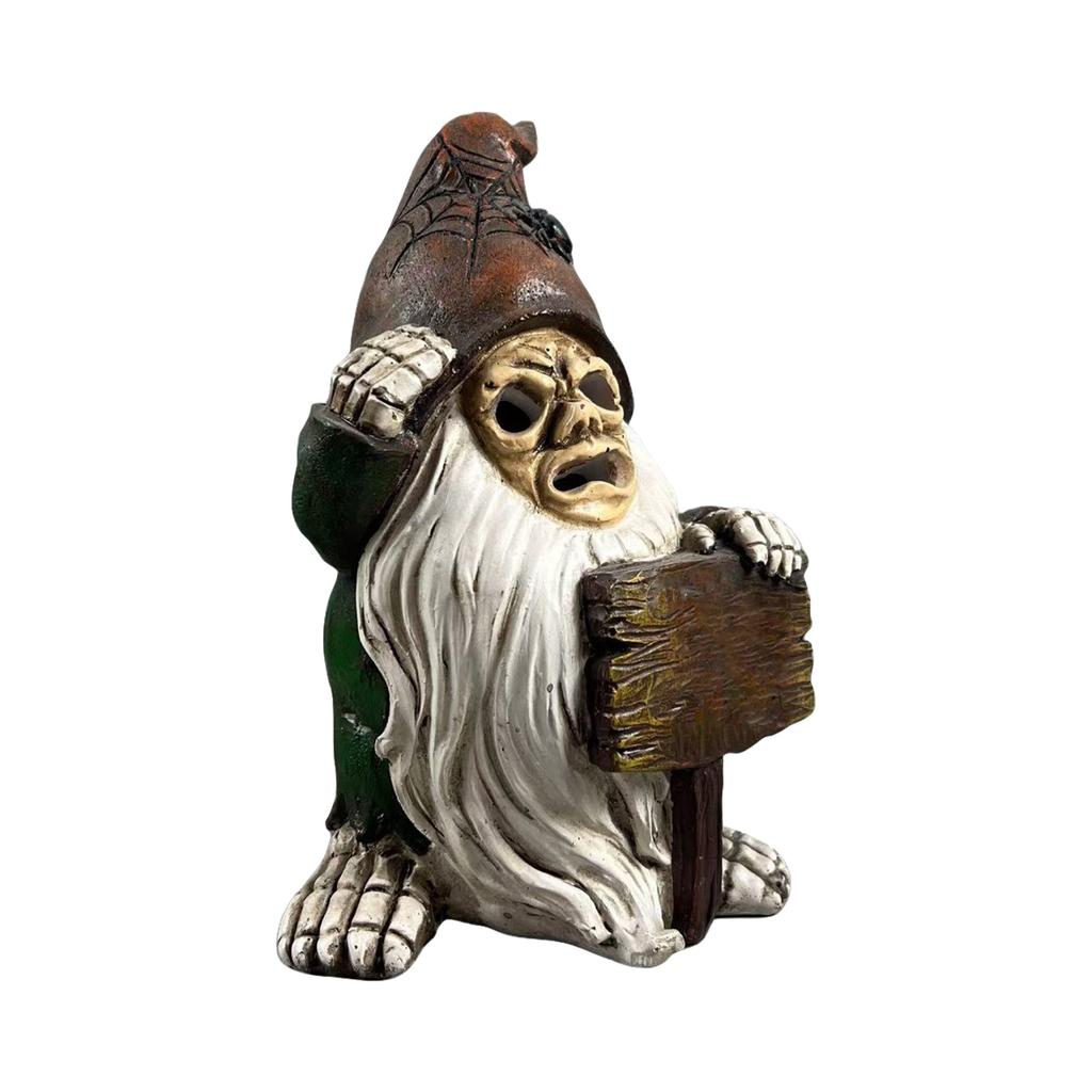 Funny Horror Resin Gnome Figurine - Halloween Decorations Indoor/Outdoor, Spooky Garden Gnomes Decor For Yard, Goth Home Decor & Horror Movie Gift