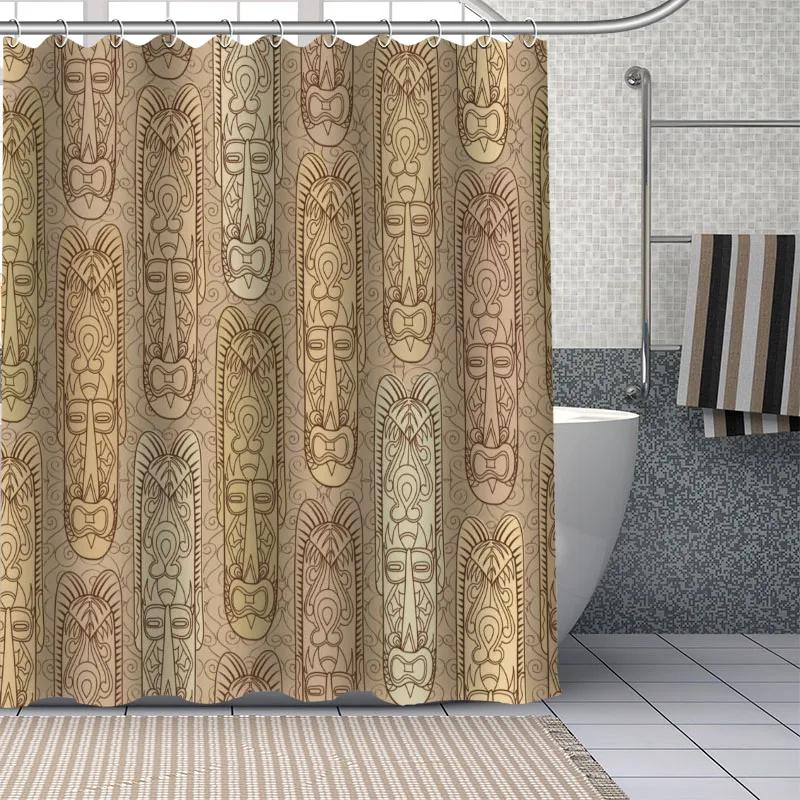 African Ethnic Flower Pattern Shower Curtains Geometry Bathroom Curtain Fabric Waterproof Polyester For Bathtub Decor With Hooks