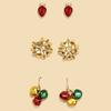 Christmas stud earrings combination new cartoon holiday alloy dripping elk old man bell earrings set
