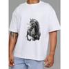 Men's White T-Shirt Horse Graphic Print Casual Wear