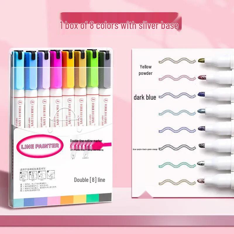 Dual-Outline Sandwich Glitter Highlighter for Journals and Handmade Drawings