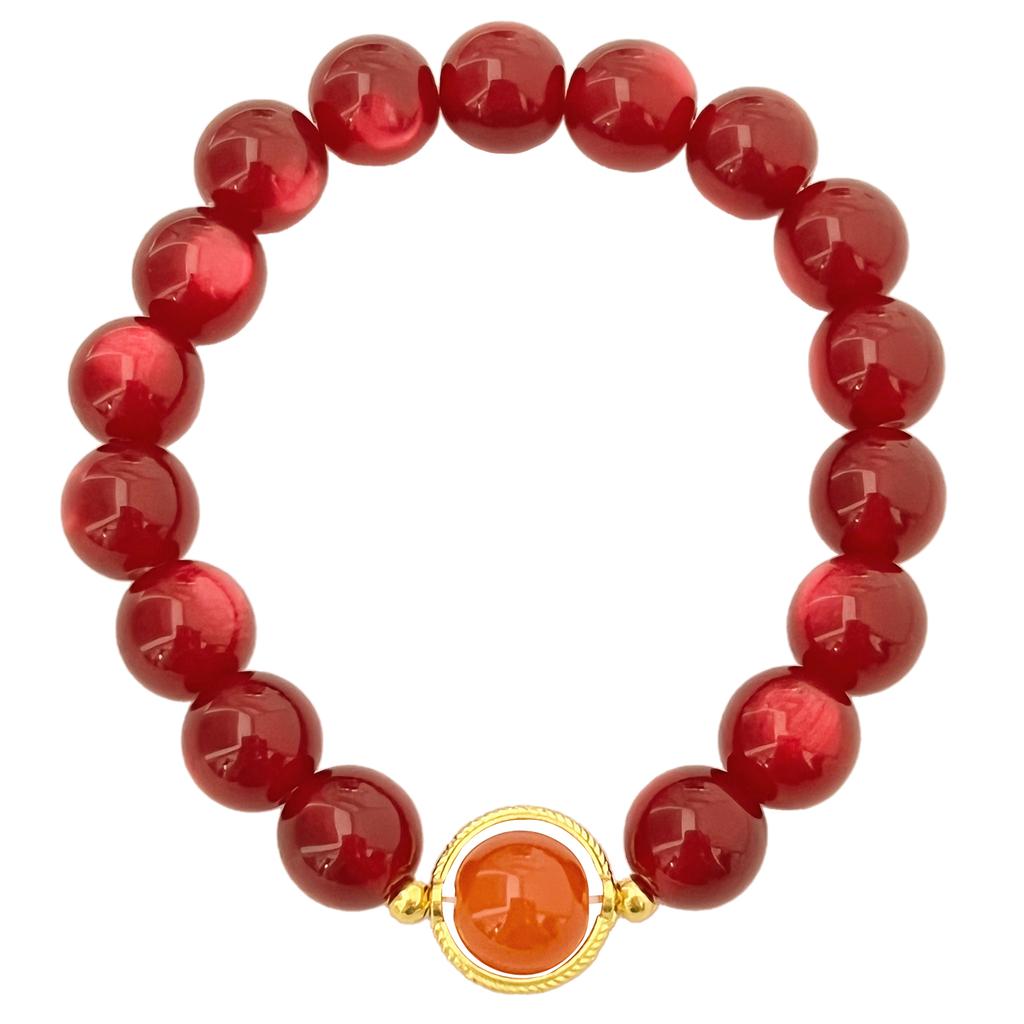 Women Bracelet Handmade 10mm Round Resin Stone Bangles DIY Beaded Charms