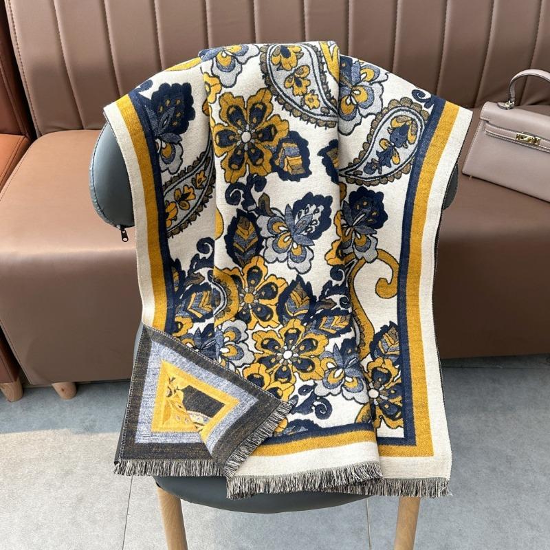 Travel warm thickened double-sided cashew jacquard imitation cashmere scarf temperament versatile retro shawl spring and autumn