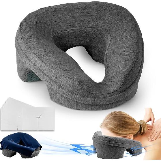 Face Down Pillow Massage Headrest for Bed, Stomach Sleeping Pillow, Face Cradle, BBL Pillow After Surgery Post Eye Surgery Recovery Equipment for
