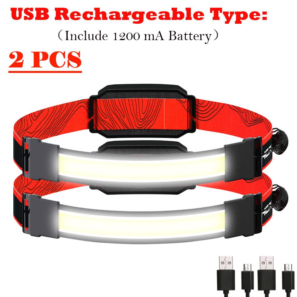 COB LED Strip Headlamp 3Mode 350LM Headlight Waterproof Outdoor Head Torch by AAA Battery Camping Hunting Fishing Mini Lantern
