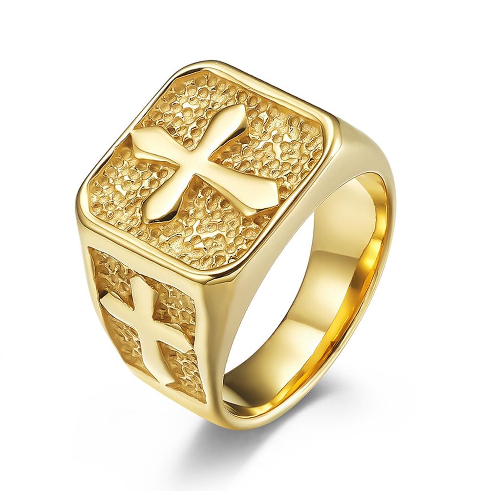 

Модное кольцо-печатка с крестом, мужское обручальное кольцо, массивные ювелирные изделия для пальцев 12 золотой