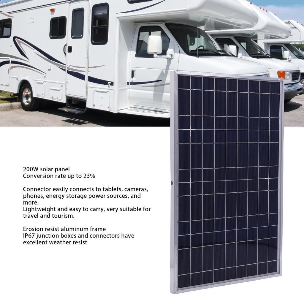 200W Solar Panel Kit Aluminum Frame Solar Charger Controller Kit for Off Grid Applications RV Travel