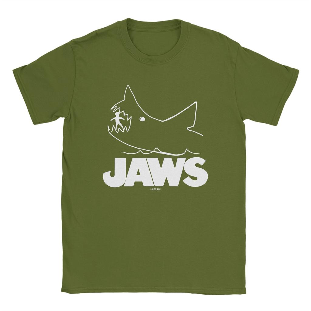 Tričko Jaws film Hip Hopová trička s krátkým rukávem Vintage topy Léto 100% bavlna Kulatý výstřih Plus size 5XL Trička