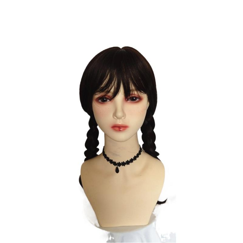 Black Double Ponytail Braided Pigtail  Wig