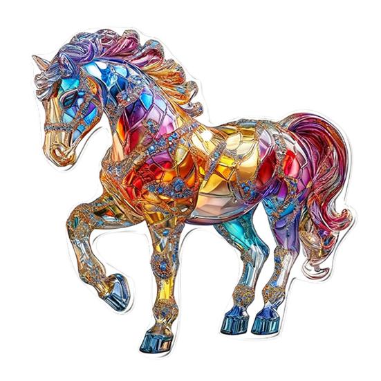 

Yousheng 2D Acrylic Horse Pendant Flat Cartoon Horse Pendant Keychain Charm Colorful Horse Ornament for Backpack Christmas Tree Decoration E