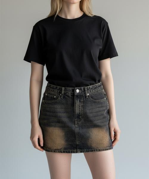 Bonseullipi Denim Skirt (Black)