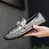 Shoes Men Loafers Leather Moccasin Crocodile Style Footwear Slip On Flat Driving Boat Shoes Classica