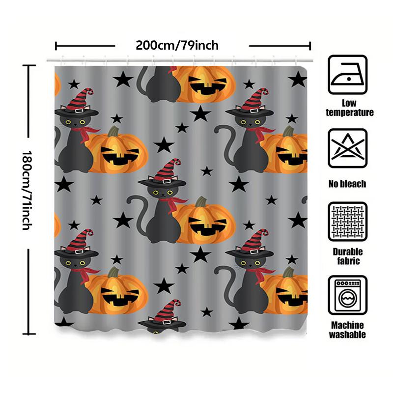 1Pchalloween Pumpkin Bat Curtain For Bathroom Kids Baby Girls Room Decoration Shower Curtain