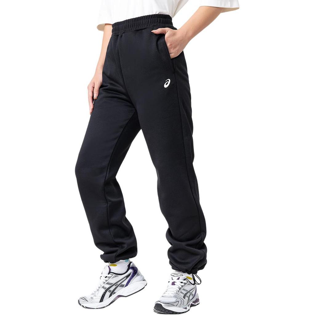 Asics Solid Color Outdoor Casual Elastic Cuffed Straight Loose Warm Knitted Sports Pants Women Bottoms Black 2032D048-001