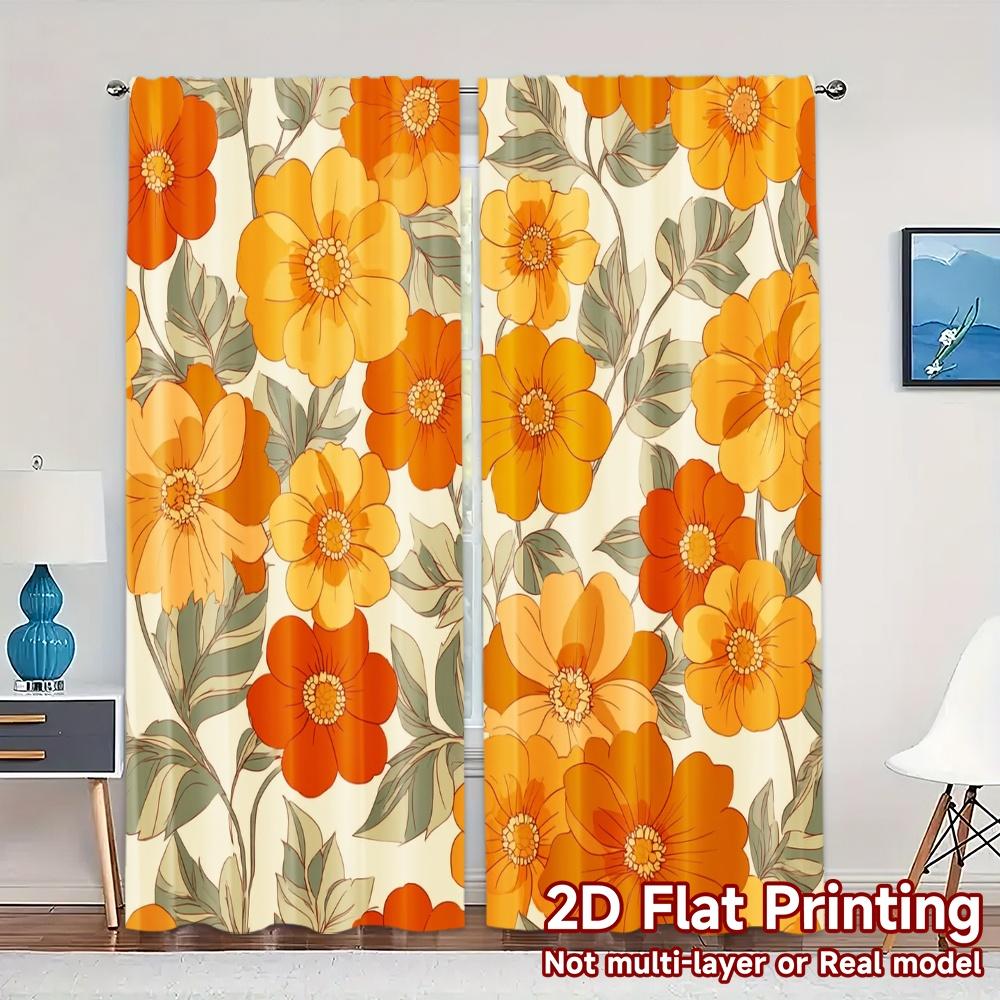 

Set Of 2 Flat Printing Curtains Without Rod Floral Harmony Popular Fabric Home Decor Ldeal Curtain Light Filtering Polyester W100*H70(CM)-Rod Pocket&2PCS