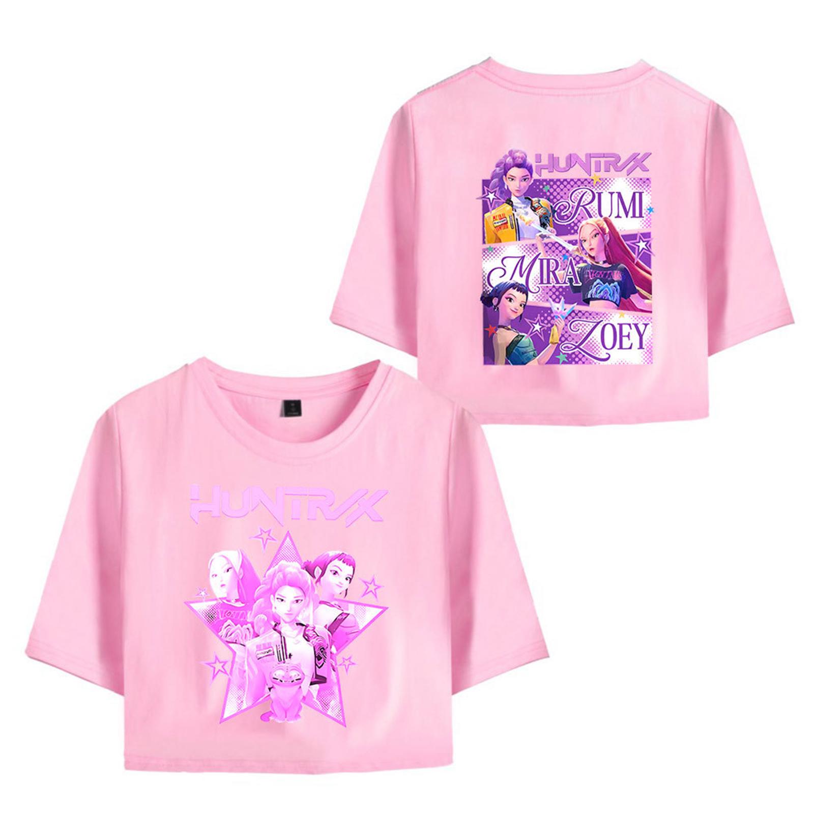 

Women s Summer Casual Navel-baring Short-sleeved T-shirt XL розовый