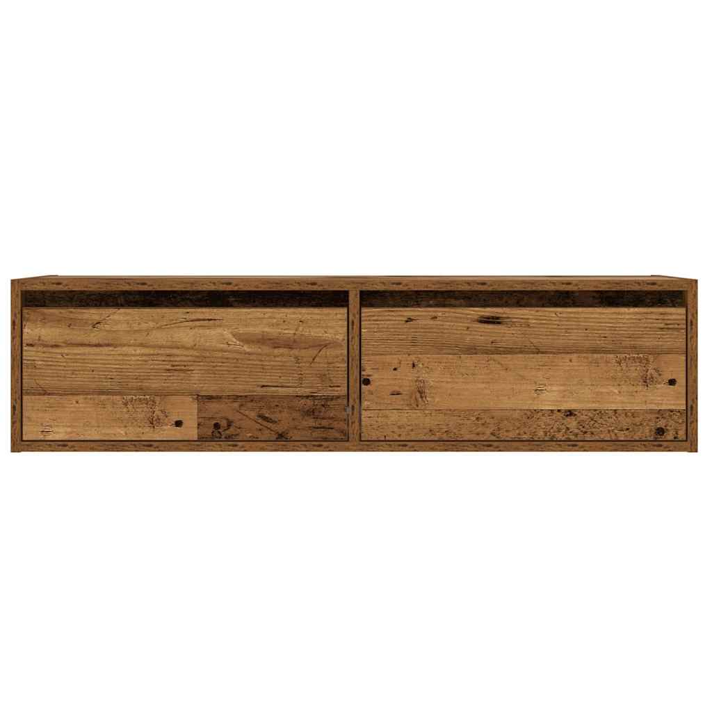 TV Cabinet with LED Lights Rustic Wood Look 100 x 35.5 x 25 cm