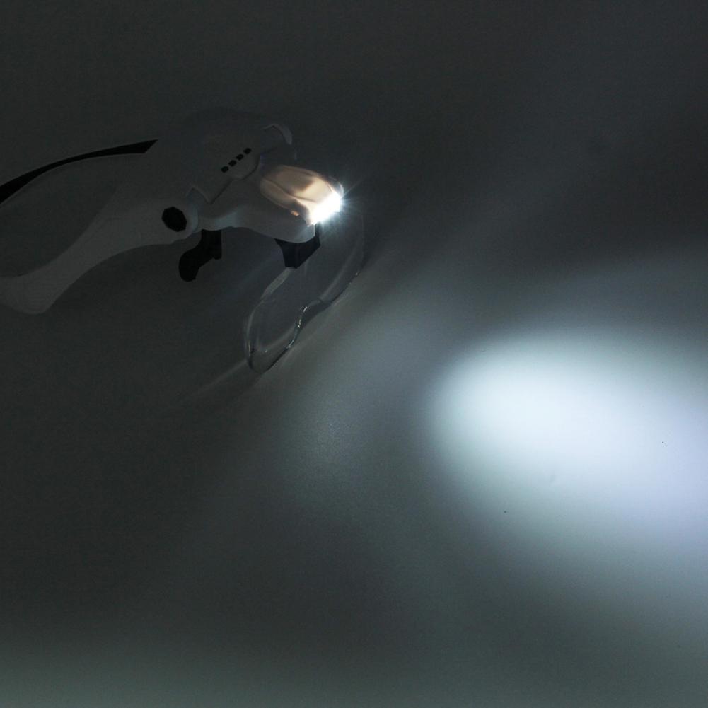 Headband Magnifier USB Rechargeable Head Mount Magnifier Glasses 1X 1.5X 2.0 X 2.5X 3.5X Lluminated Magnifier for Reading Repair