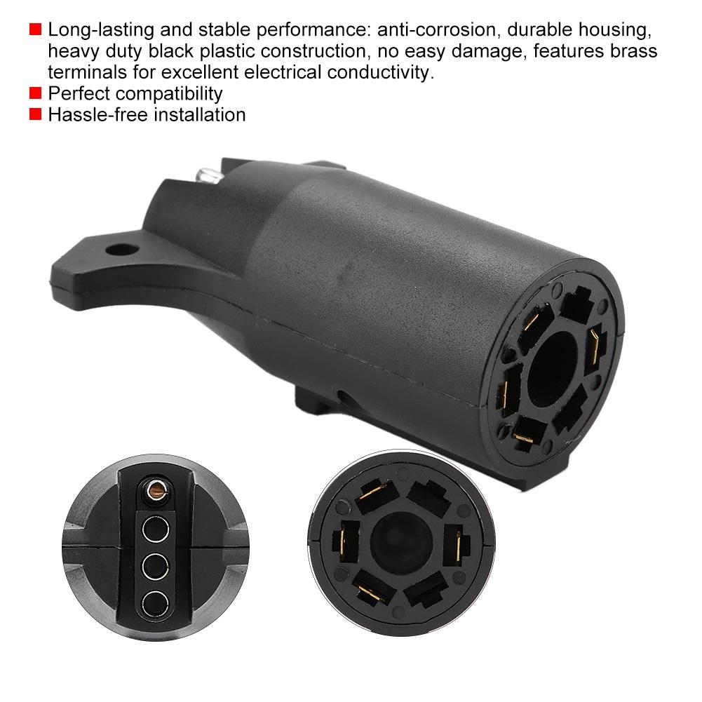 7 Way To 4 Way Flat Blade Trailer Towbar Towing Socket Plug Adapter Connector 12V US Plug